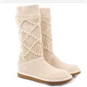 UGG ARGYLE KNIT SHEEPSKIN BOOTS Size 6